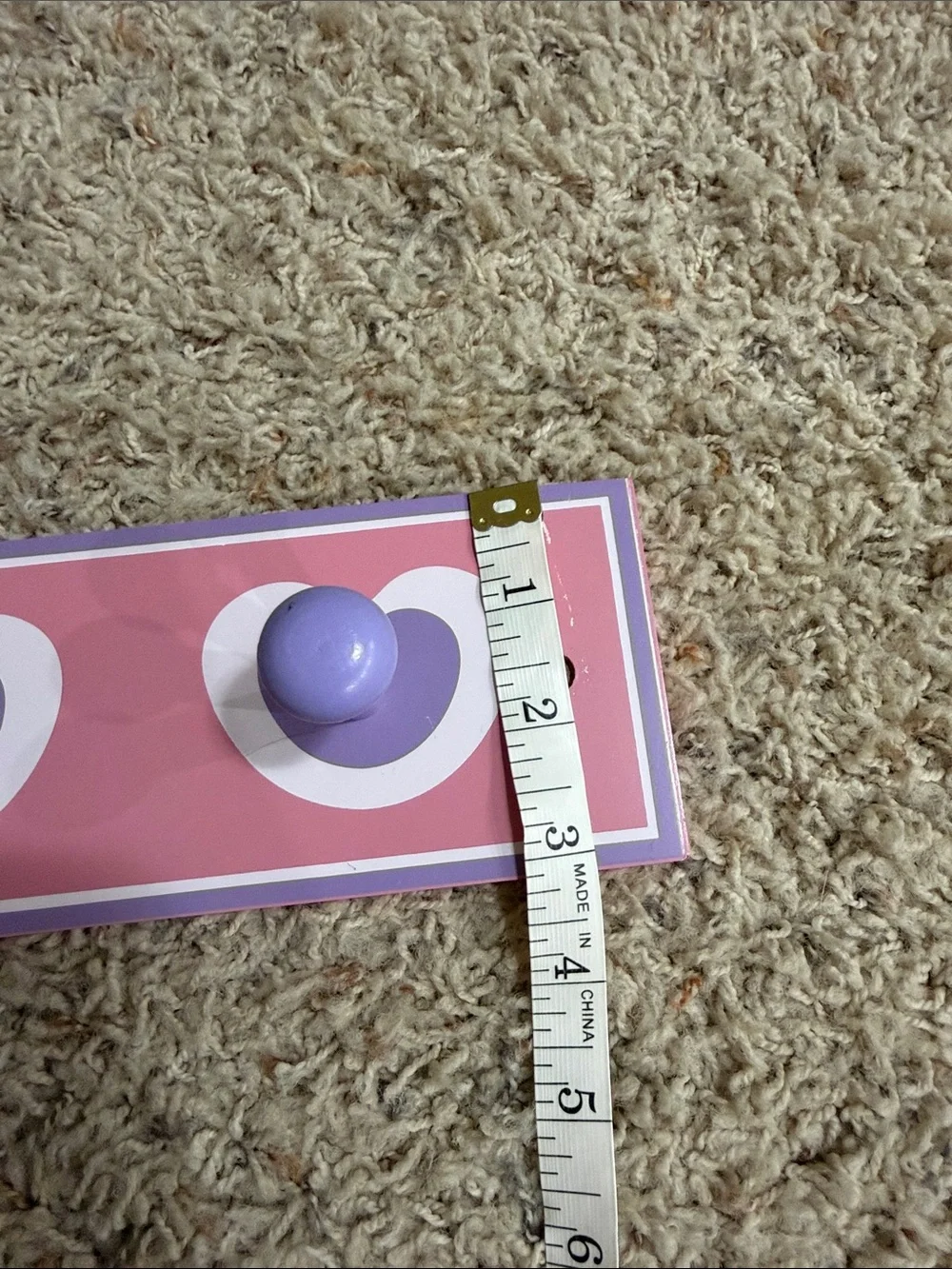 Pink and Lavender Heart Wall Hook Rack - Kids Wall Decor